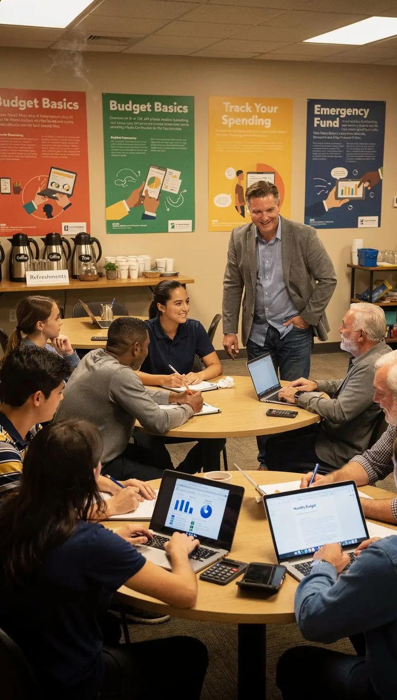 Fotografie rodiny, která společně plánuje rodinný rozpočet.